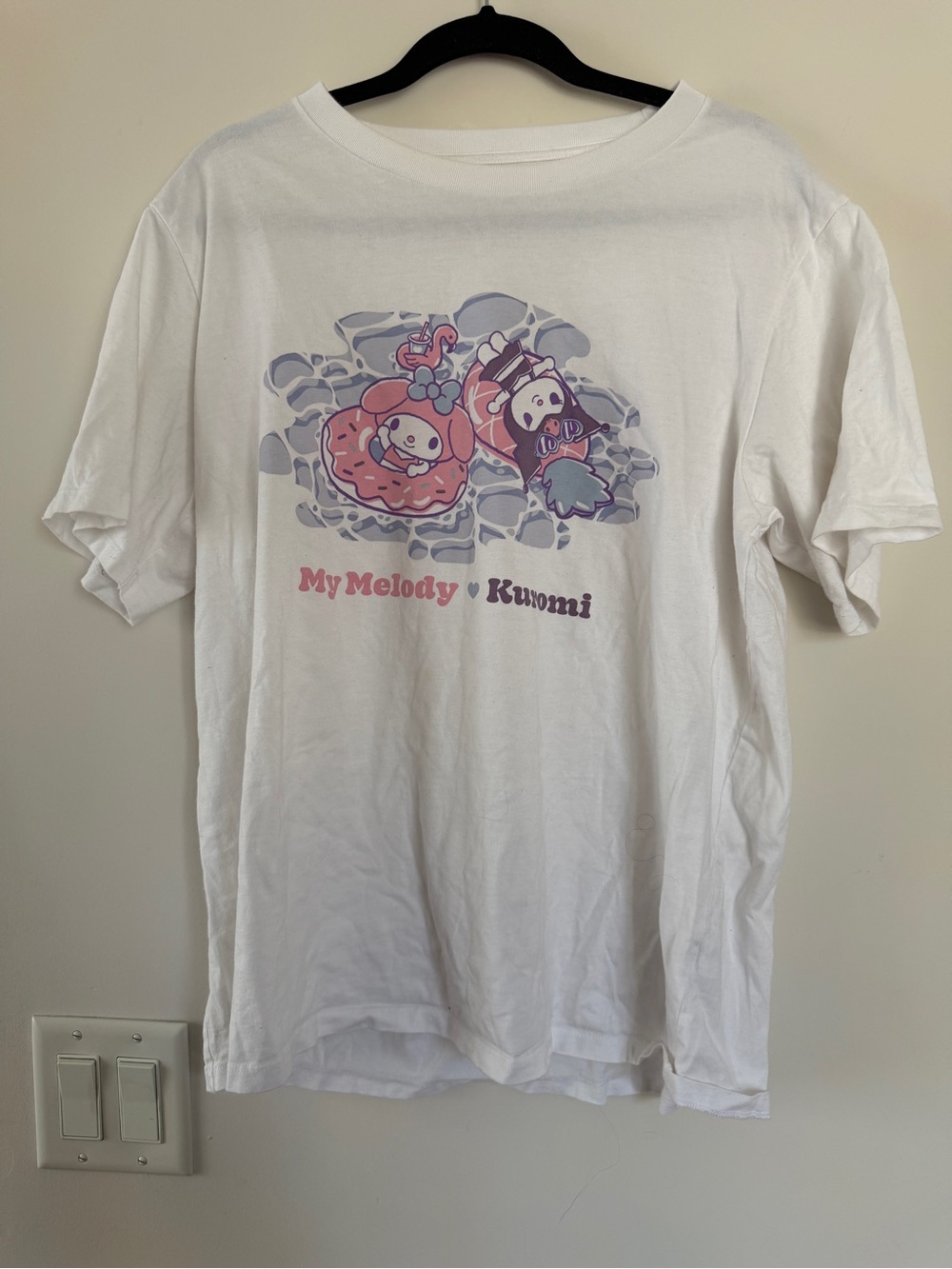 Sanrio My Melody & Kuromi White Tee with Pink and Lavender Art